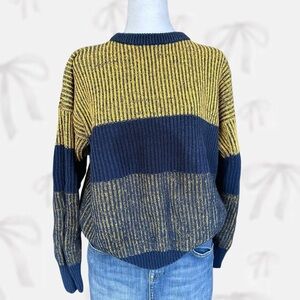 Striped Navy and Yellow Women's Sweater